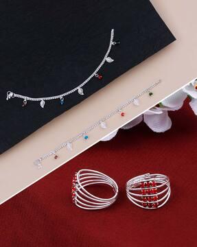 silver-plated anklets
