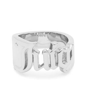 silver-plated band ring