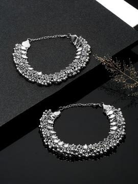 silver-plated beaded anklets