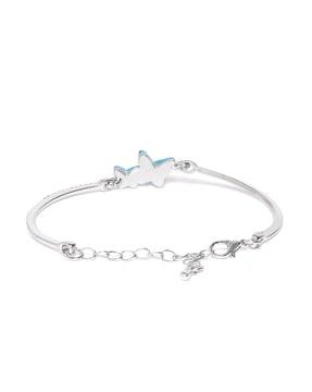 silver-plated bracelet with butterfly accent