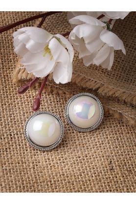 silver plated circular stud earrings