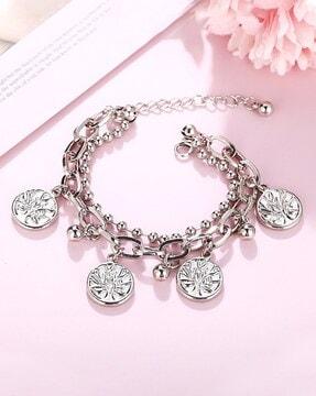 silver-plated coin design chain bracelet