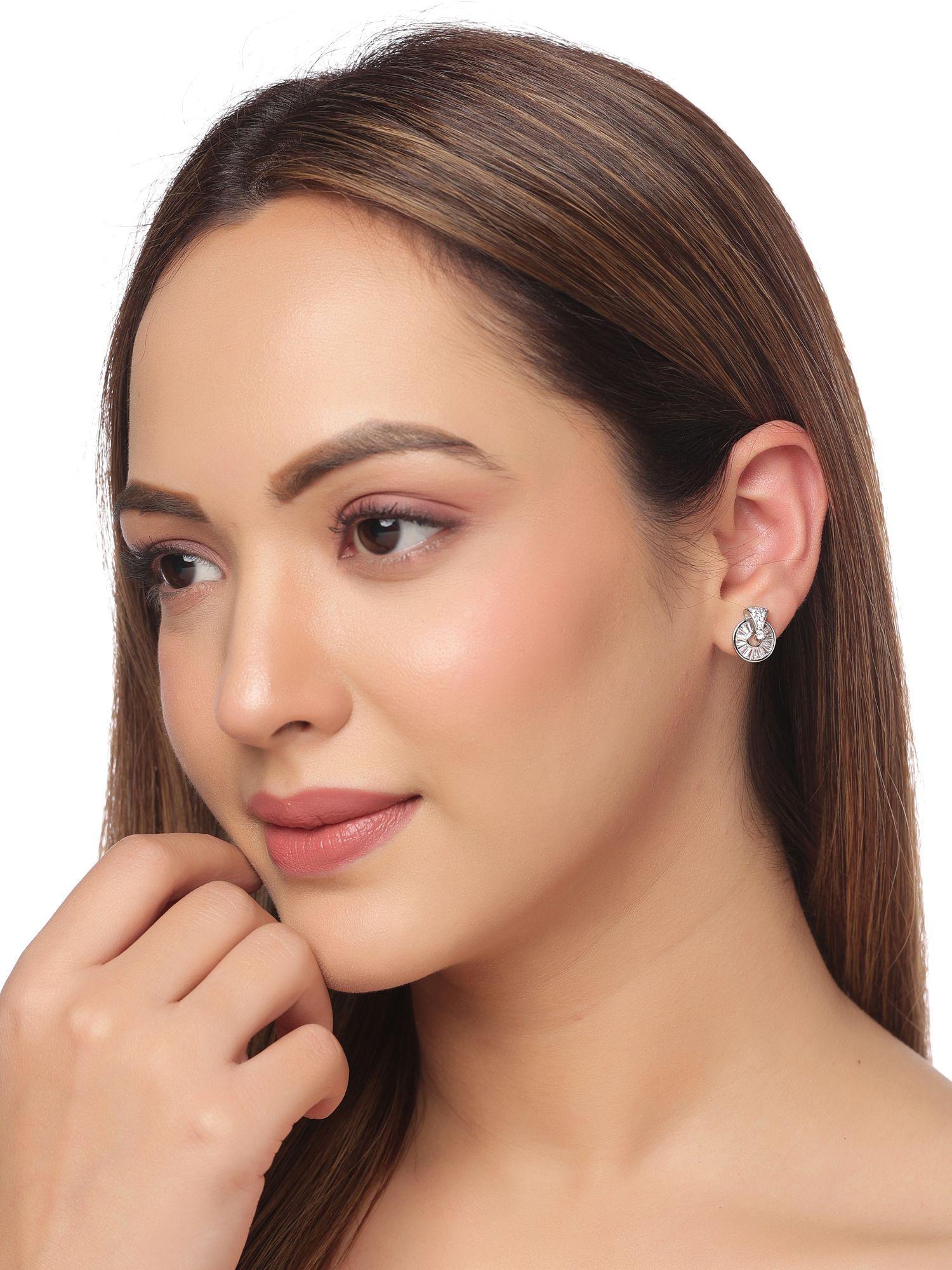silver-plated contemporary studs earrings