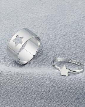 silver-plated couple rings
