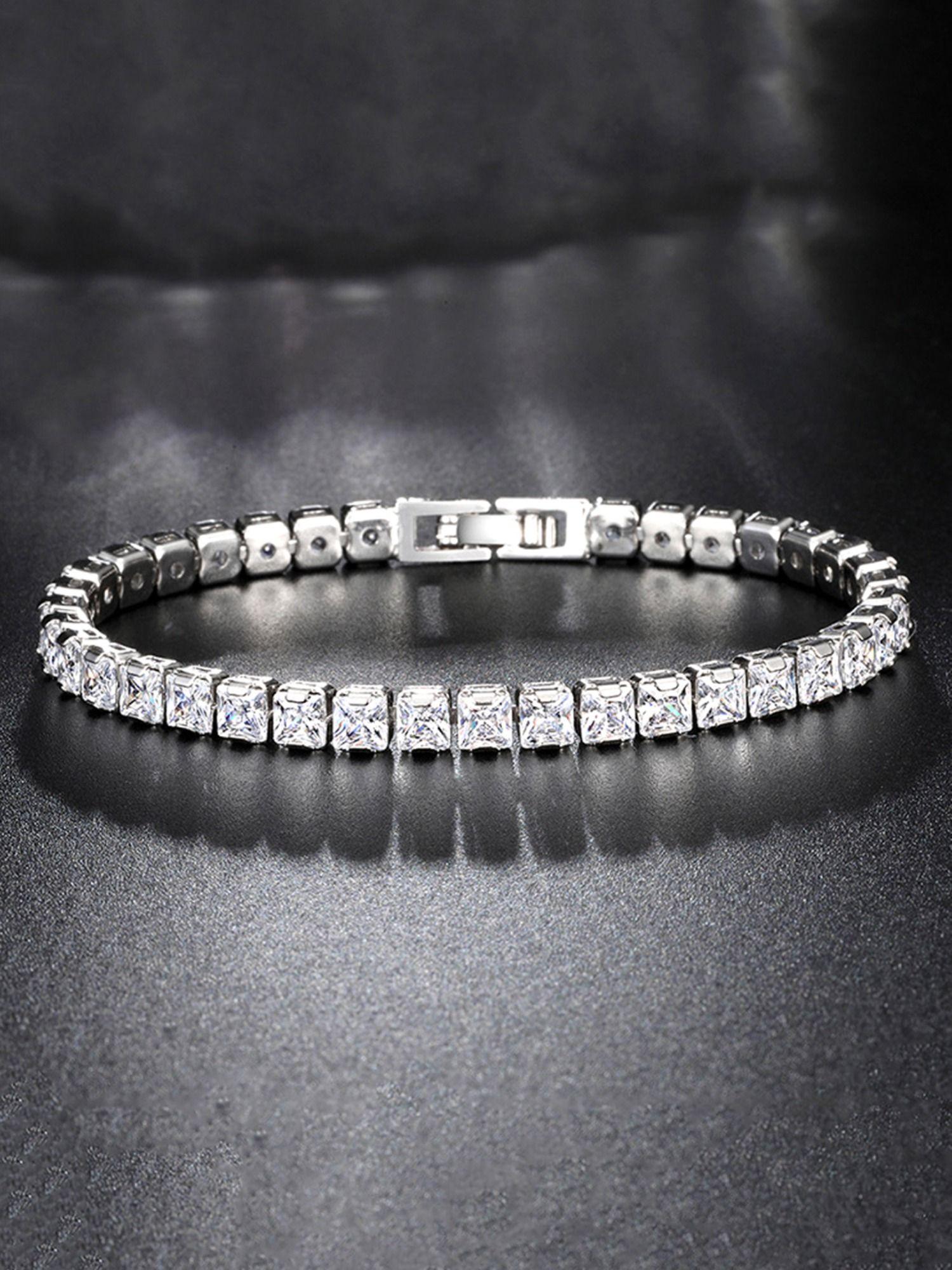 silver plated crystal bracelet