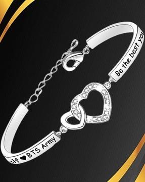 silver-plated crystal-studded wrap bracelet