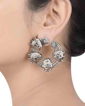 silver-plated dangler earrings