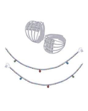 silver-plated diamond-studded toe-rings & anklets