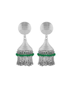 silver-plated drop jhumkas