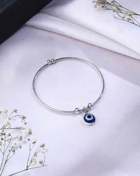 silver-plated evil eye adjustable bracelet