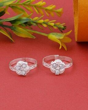 silver-plated floral ring