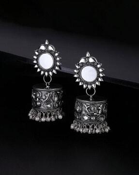 silver-plated jhumka earrings