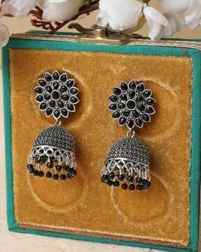 silver-plated jhumkas earrings
