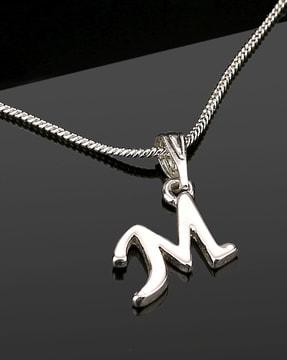 silver-plated m alphabet pendant
