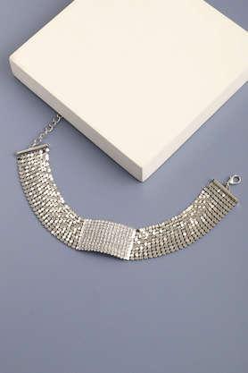 silver plated party designer stone choker necklace for women