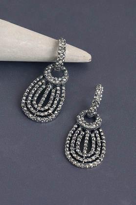 silver plated party designer stone drop earring for women