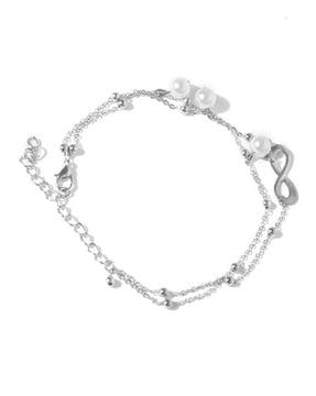 silver-plated pearl anklet