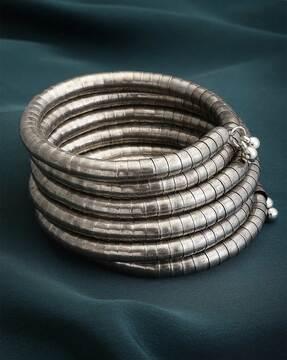 silver-plated spring coil bangle