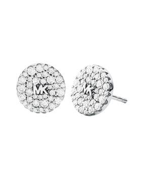 silver-plated stone stud earrings