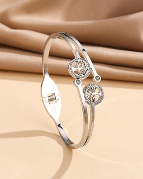 silver-plated stone-studded bracelet