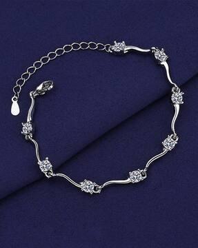 silver-plated stone-studded bracelet
