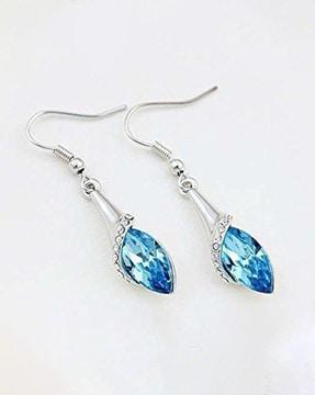 silver-plated stone-studded hoops earrings