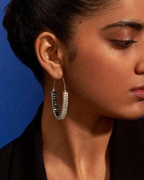 silver-plated stone-studded hoops