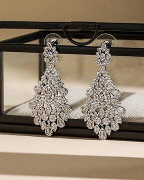 silver-plated stone-studded pizzazz dangler earrings