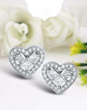 silver-plated stone studded stud earrings