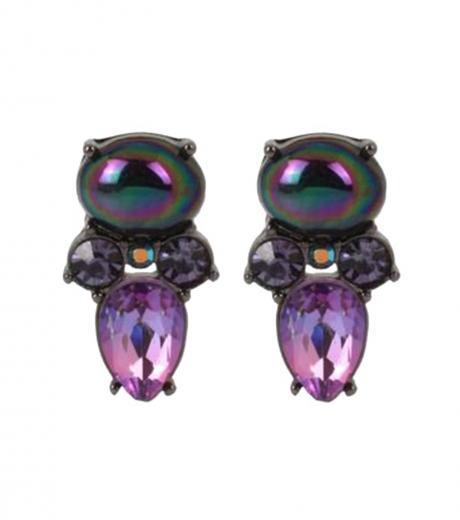 silver purple rhinestone earrings
