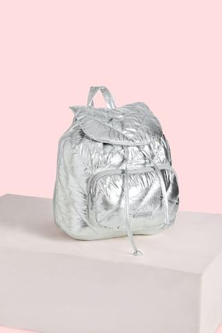 silver quilted casual polyester women backpack