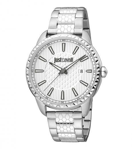 silver round dial watch