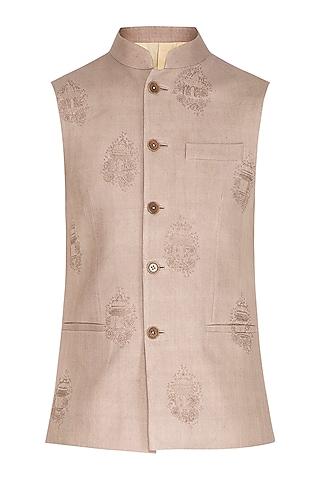 silver sand embroidered nehru jacket