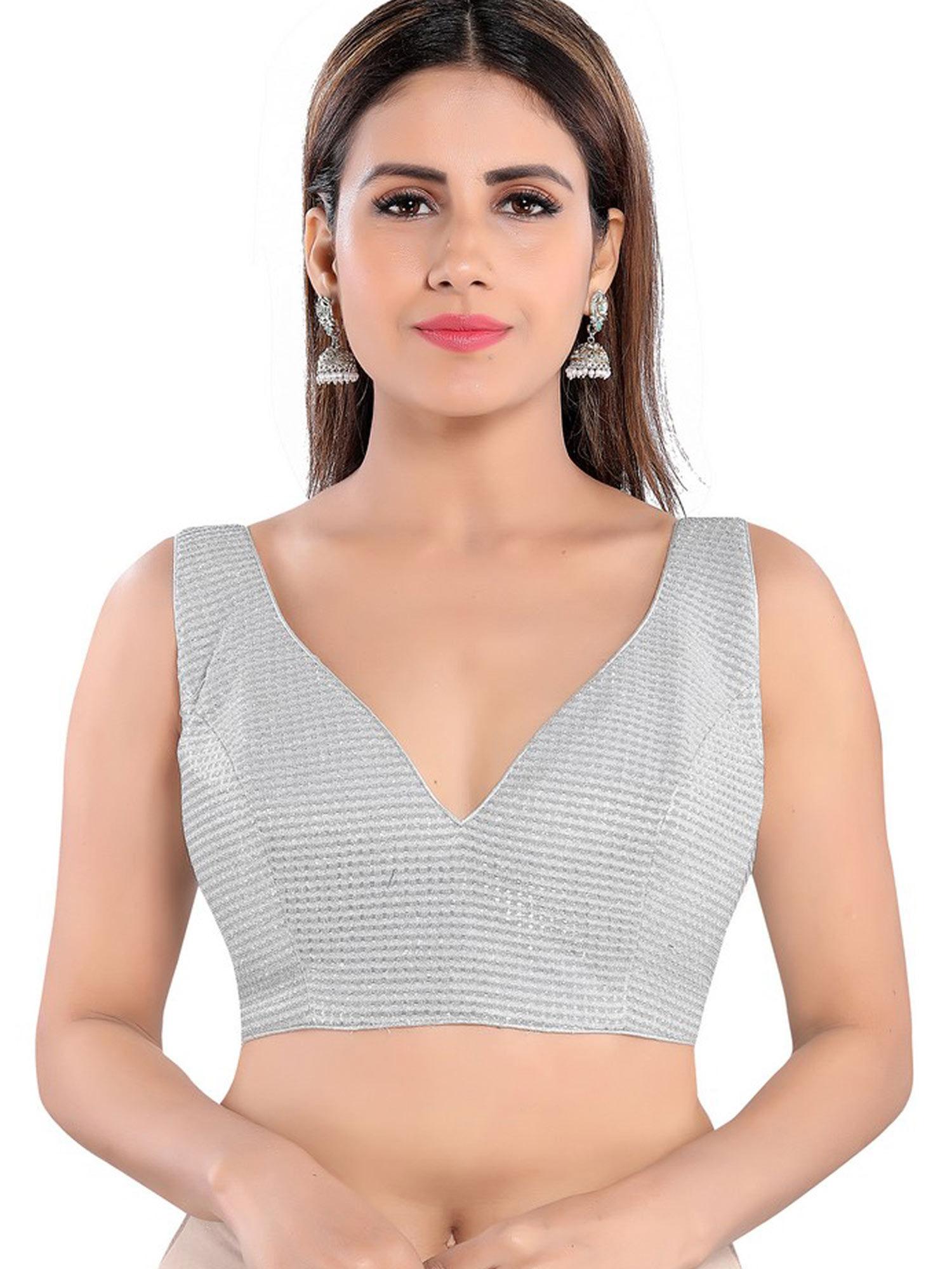 silver shimmer readymade saree blouse