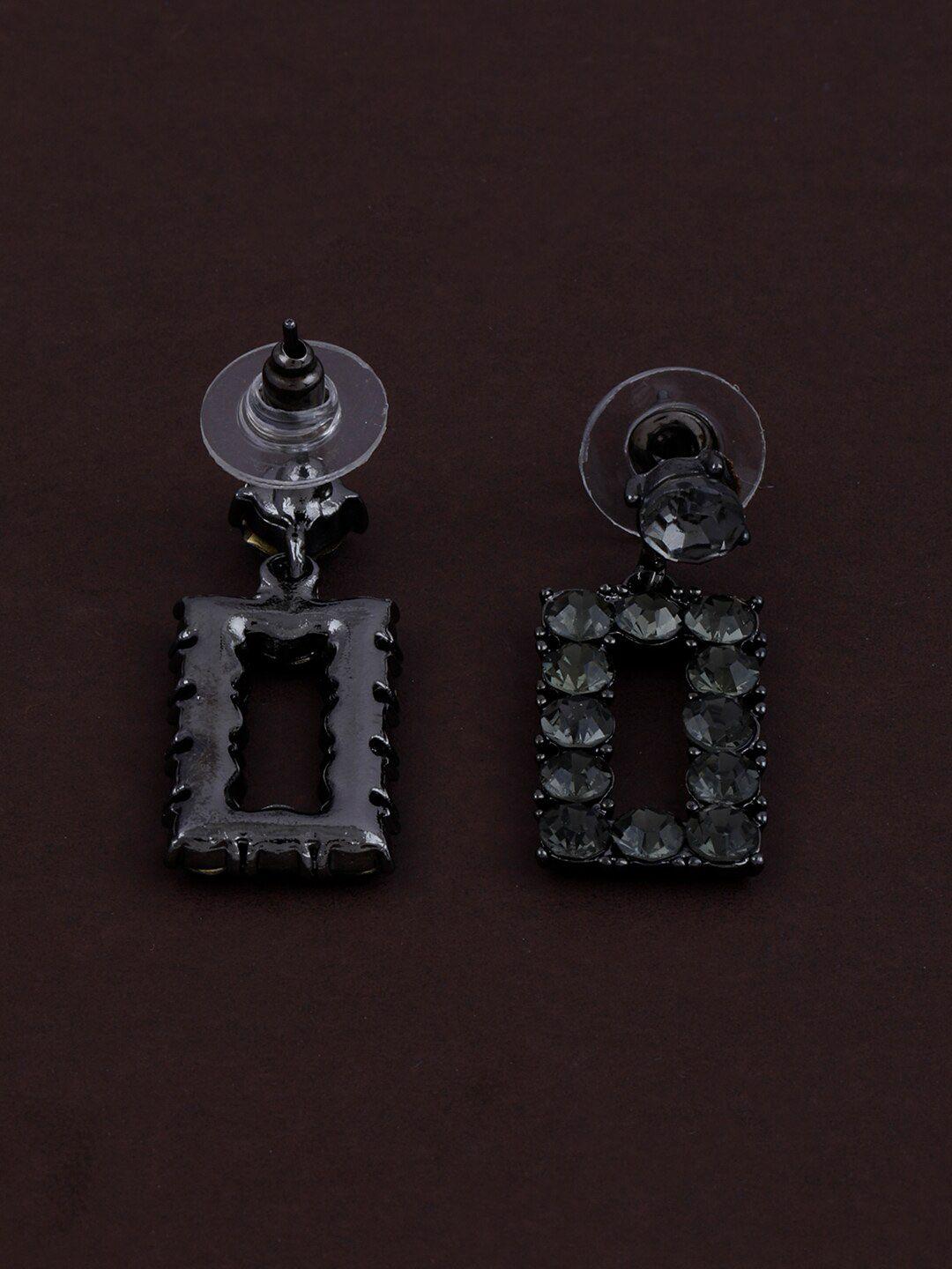 silver shine black contemporary jhumkas earrings