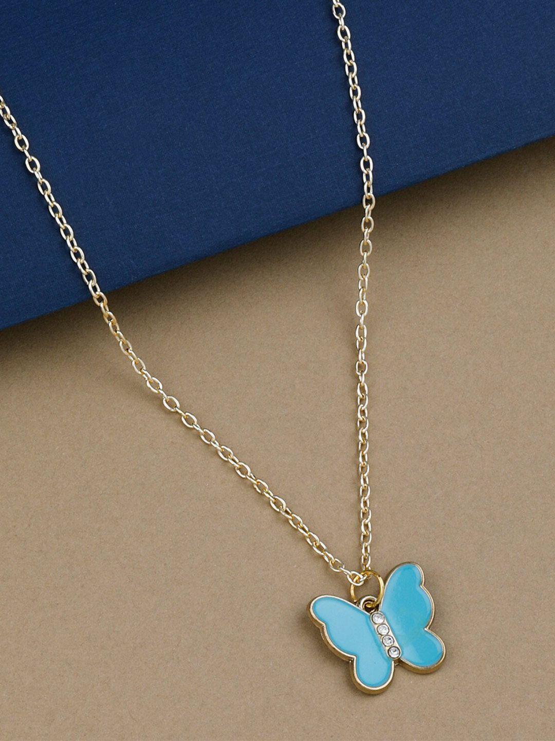 silver shine gold-plated charm butterfly necklace