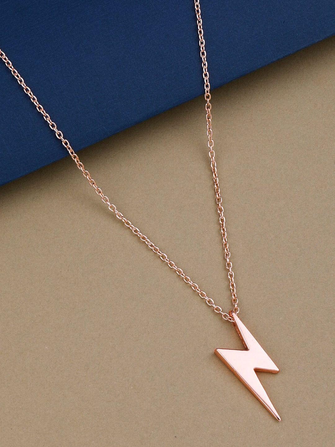 silver shine gold-plated charm lightning necklace