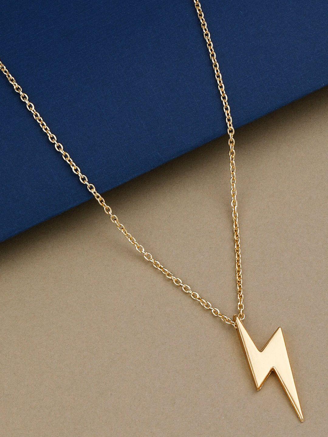 silver shine gold-plated charm thunder necklace