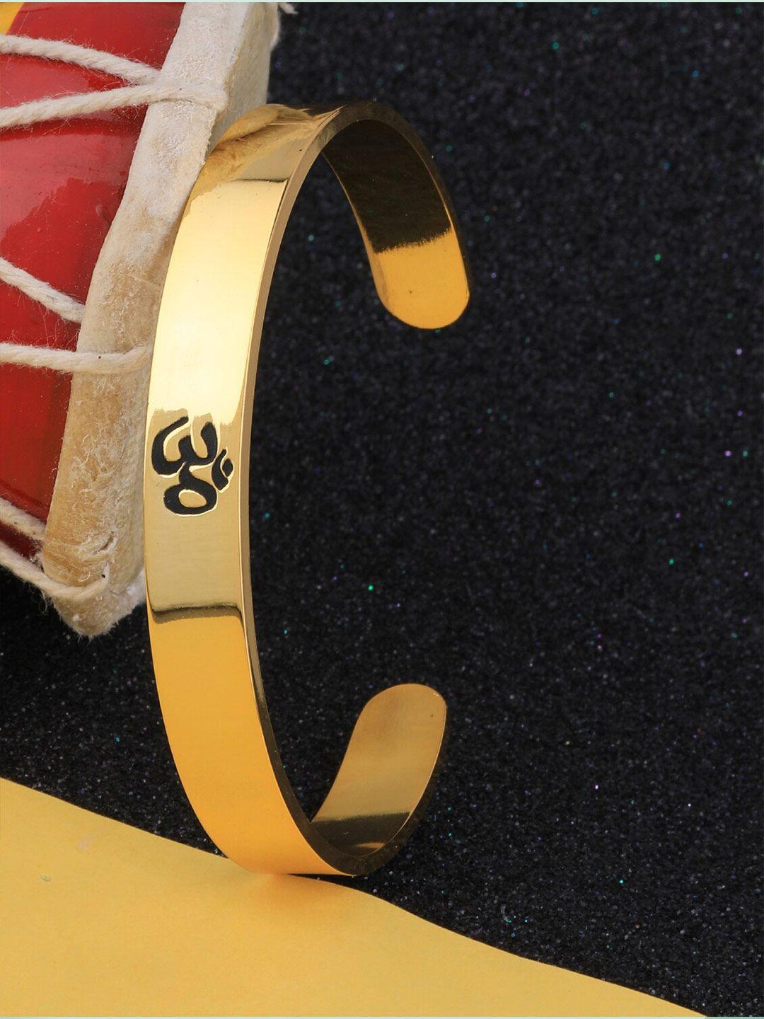 silver shine gold-plated om design kada bracelet