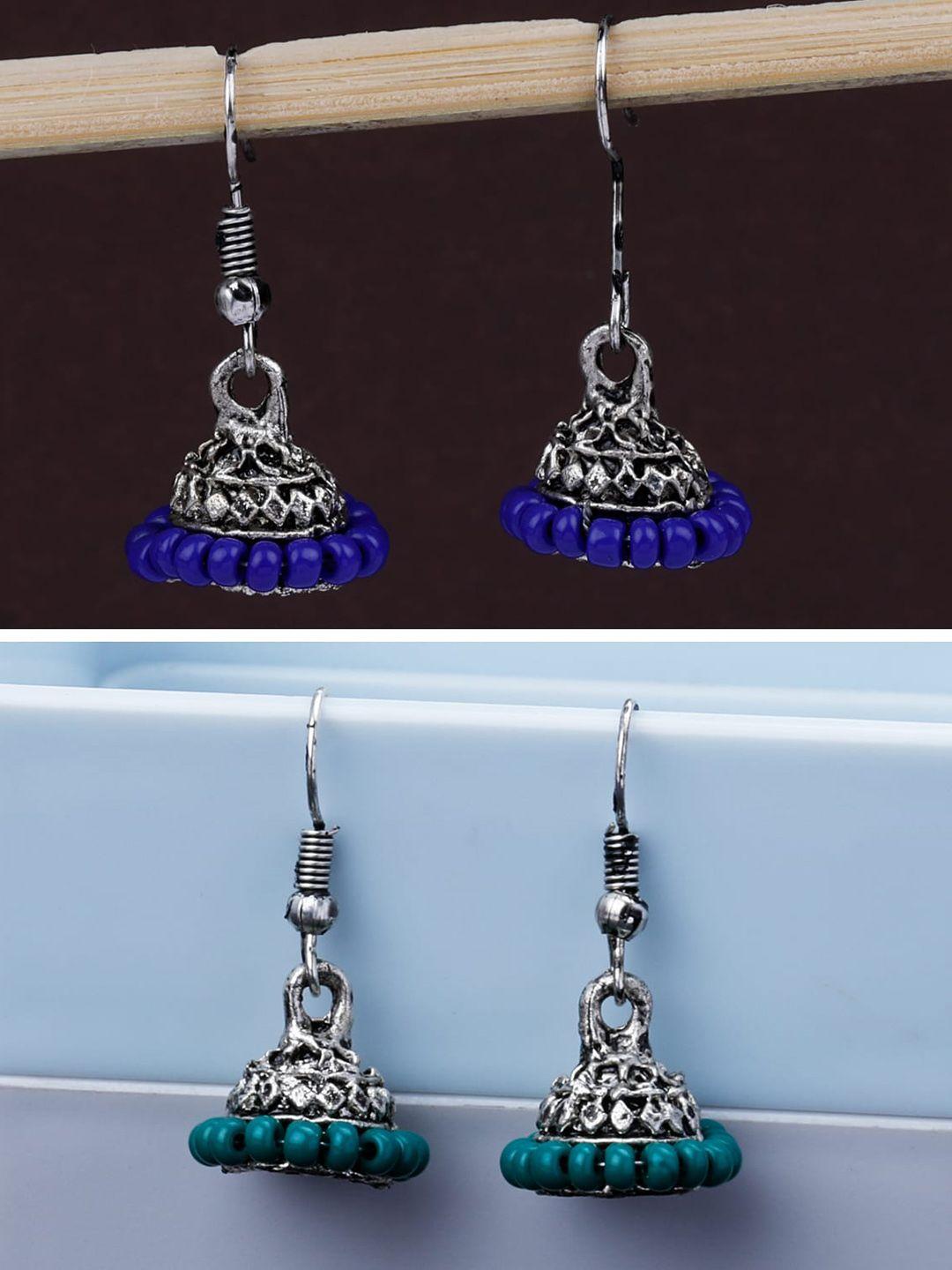 silver shine pack of 2 silver-plated classic traditional jhumkas