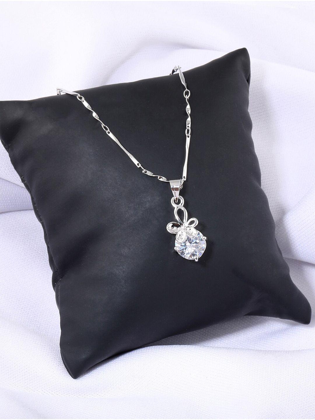 silver shine silver-plated american diamond chain