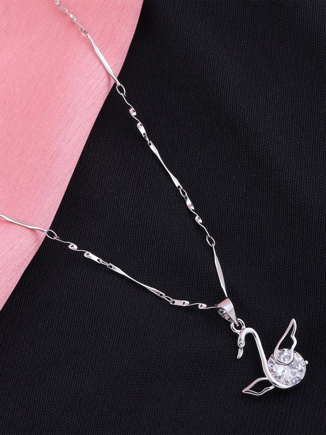 silver shine silver-plated american diamond chain