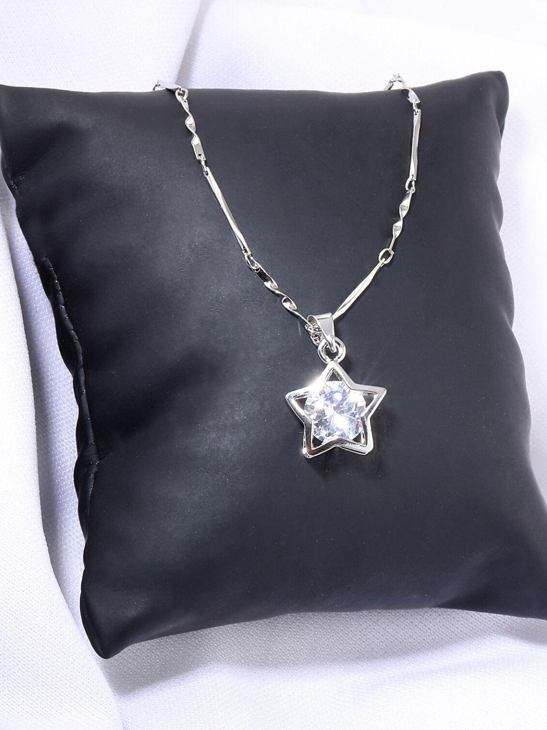 silver shine silver-plated american diamond chain