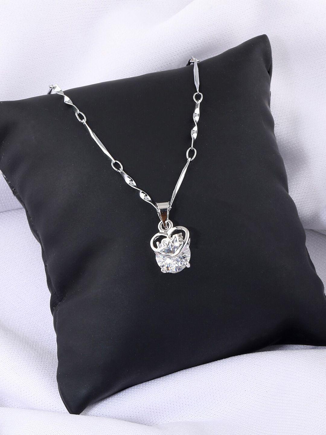 silver shine silver-plated american diamond chain