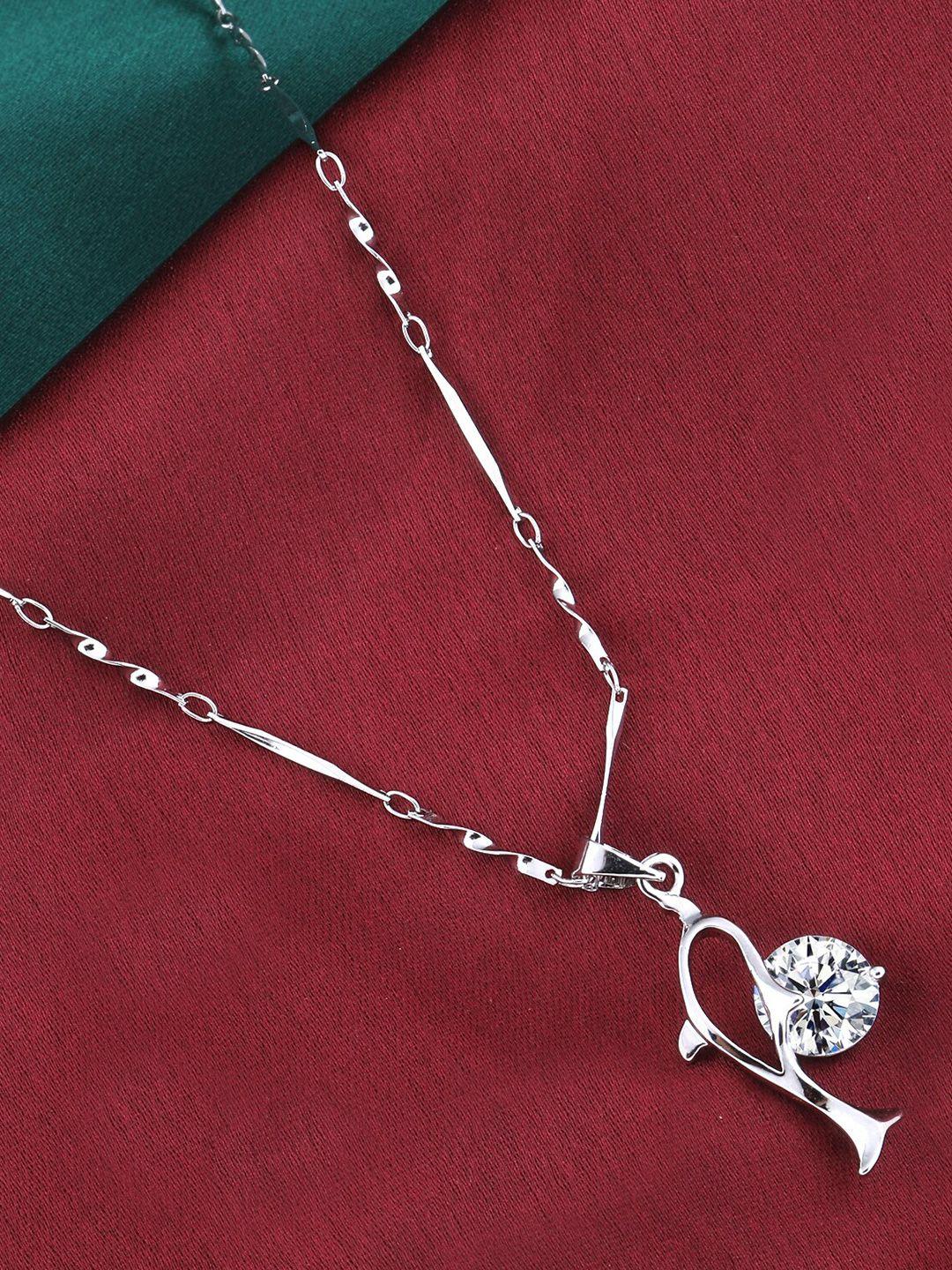 silver shine silver-plated american diamond chain