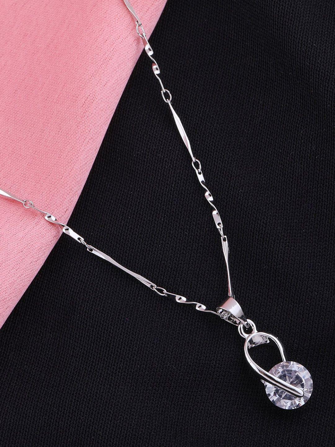 silver shine silver-plated american diamond chain