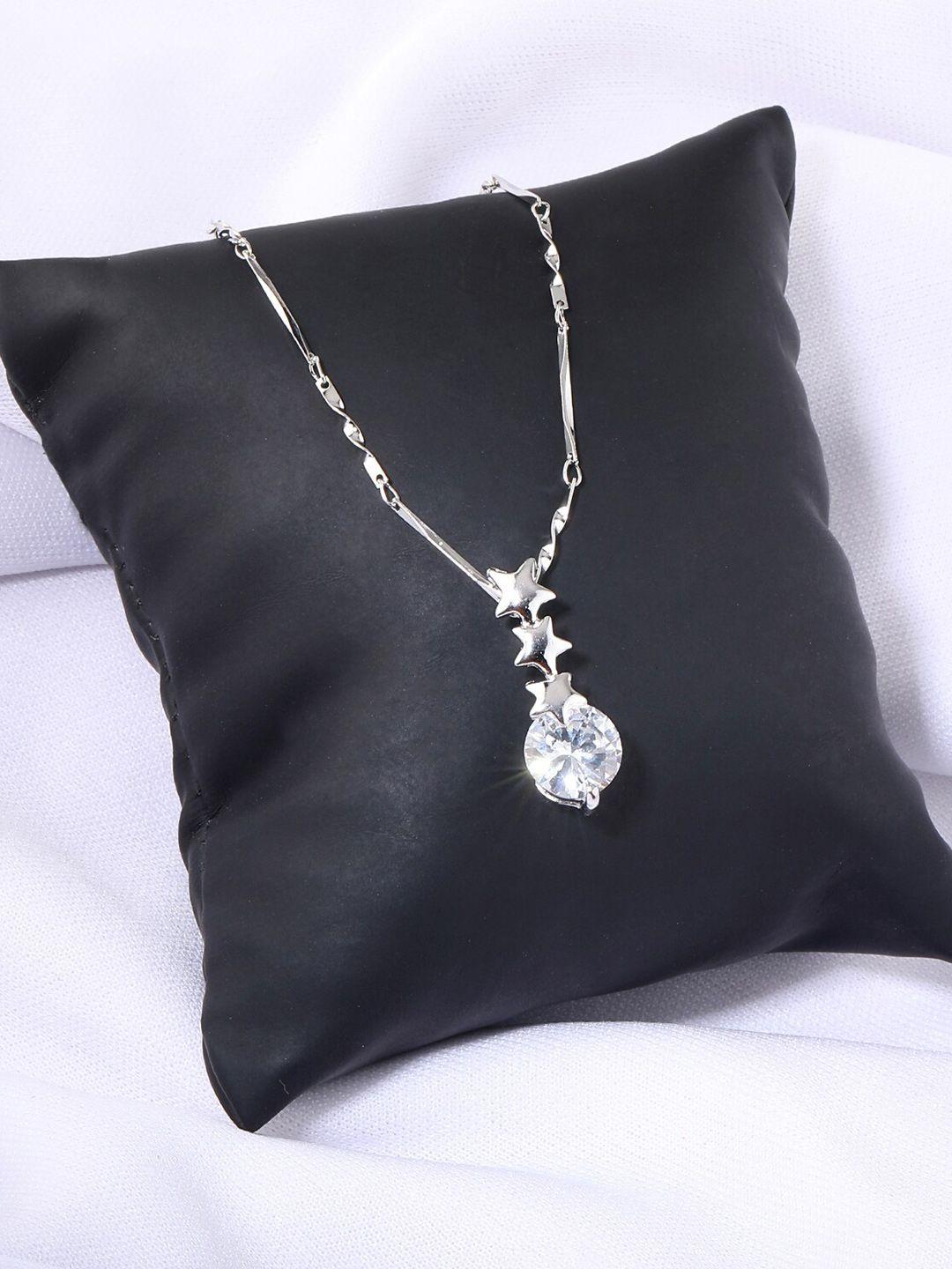 silver shine silver-plated american diamond chain