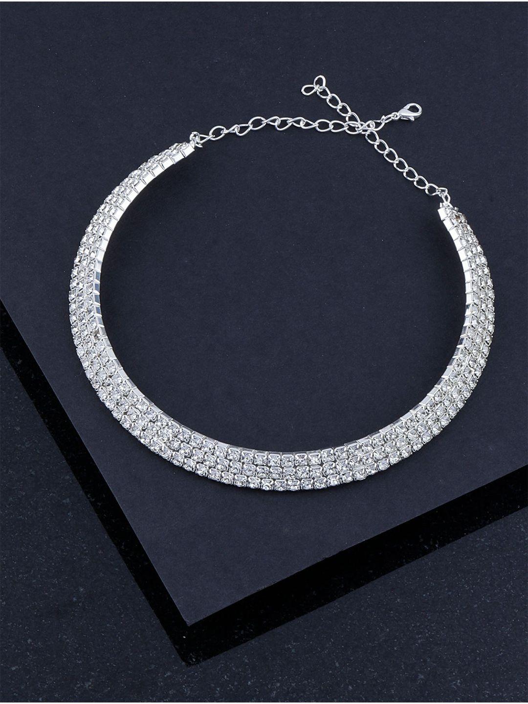 silver shine silver-plated choker necklace