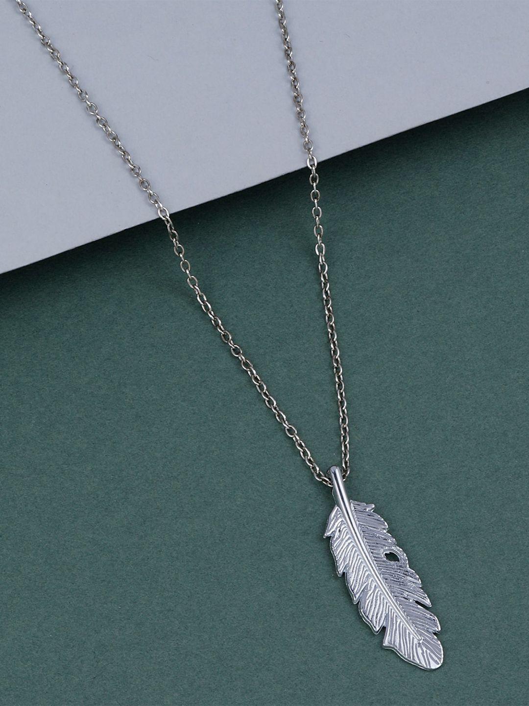 silver shine silver-plated leaf shaped minimal chain