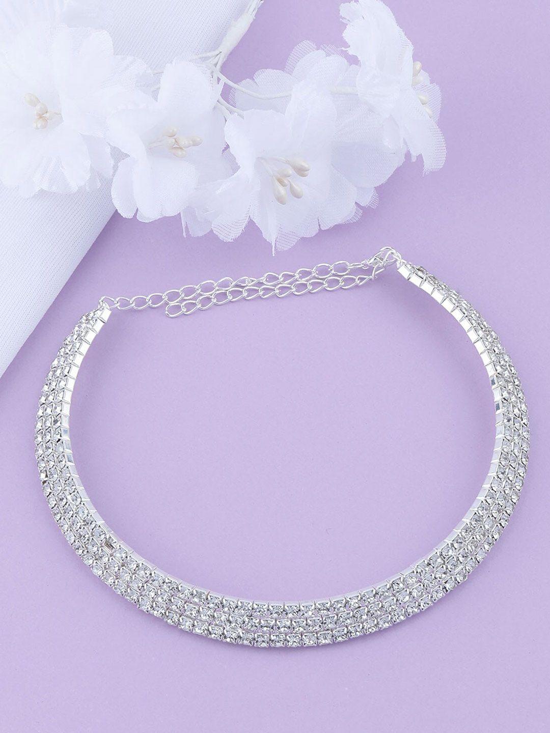 silver shine silver-toned choker necklace